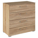 KOMMODE  in 80/81/42 cm  - Silberfarben/Sonoma Eiche, Design, Holzwerkstoff/Kunststoff (80/81/42cm) - Novel