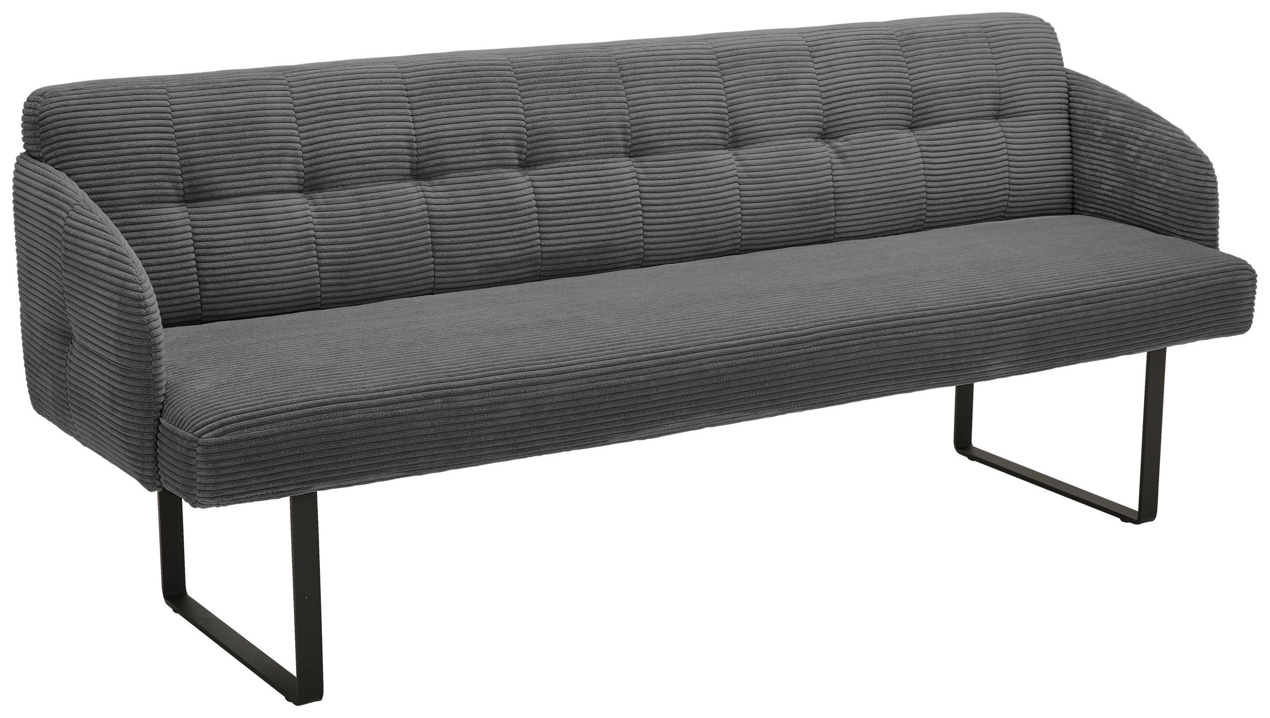 SITZBANK 217/85/69 cm Cord Dunkelgrau Metall  - Dunkelgrau/Schwarz, Design, Textil/Metall (217/85/69cm) - Musterring