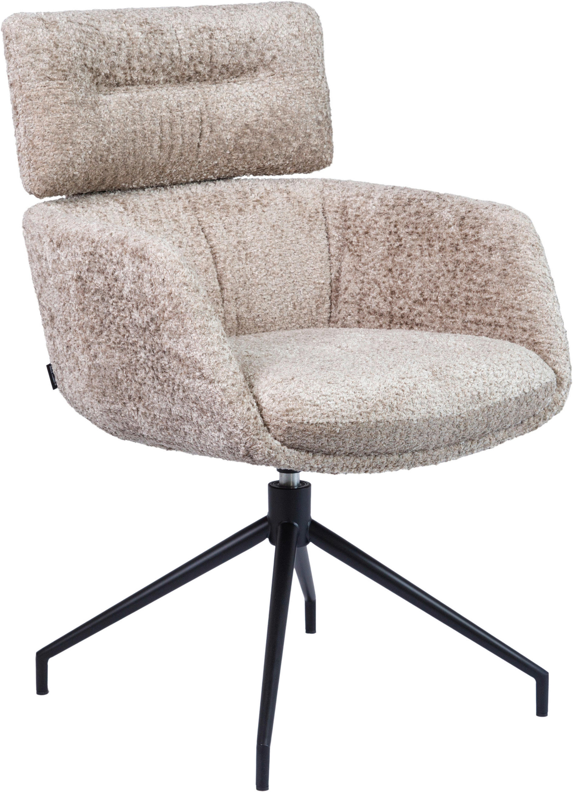 ARMLEHNSTUHL  Wippfunktion, Sitzfläche 360° drehbar Webstoff  Schwarz, Beige  - Beige/Schwarz, Design, Textil/Metall (62/92/66cm) - Dieter Knoll