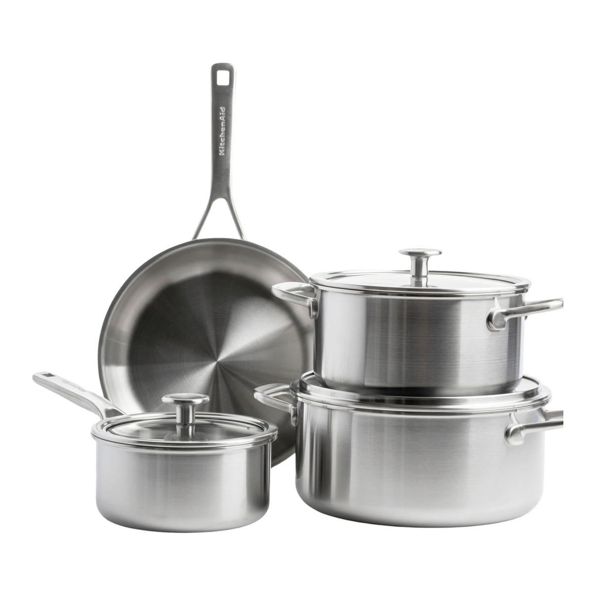 KOCHTOPFSET Multi-Ply Stainless Steel 7-teilig  - Edelstahlfarben, Basics, Glas/Metall (0cm) - Kitchenaid