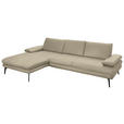 ECKSOFA in Echtleder Creme, Naturfarben  180/310 cm  - Creme/Schwarz, Design, Leder/Metall (180/310cm) - Dieter Knoll