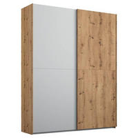 SCHWEBETÜRENSCHRANK in Grau, Eichefarben  - Eichefarben/Grau, Trend, Holzwerkstoff (151/223/68cm) - Stylife