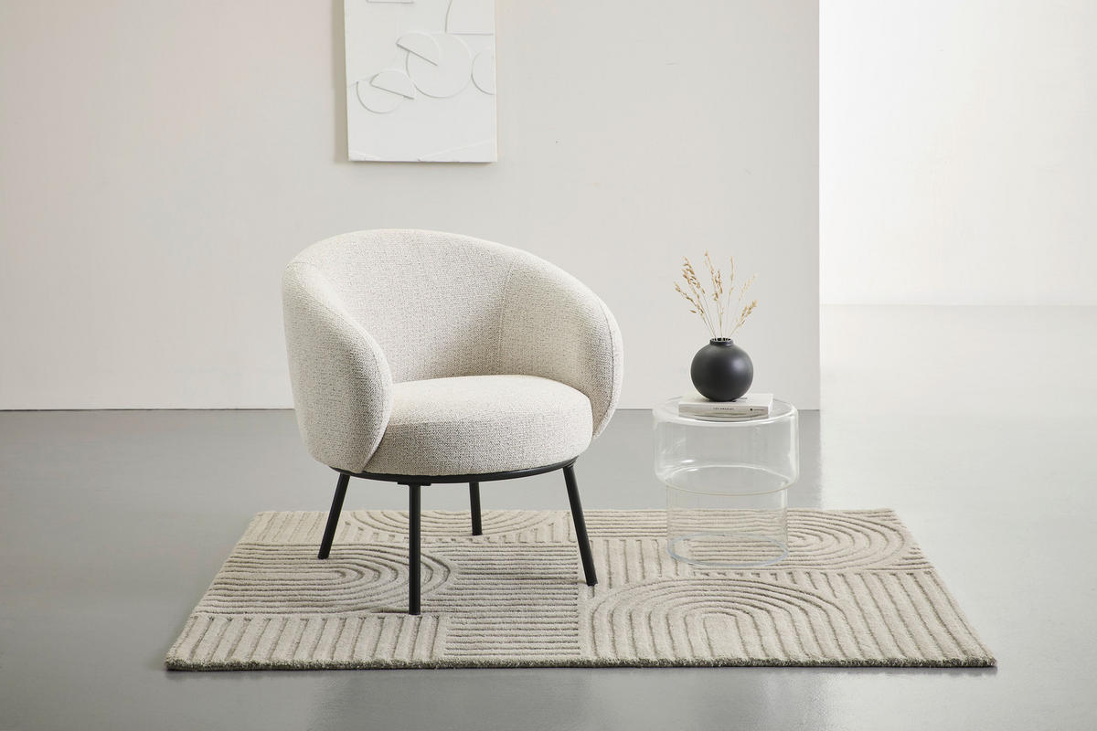 DESIGNFÅTÖLJ i metall, textil svart, ljusgrå  - ljusgrå/svart, Design, metall/textil (78/79/74cm) - Lomoco