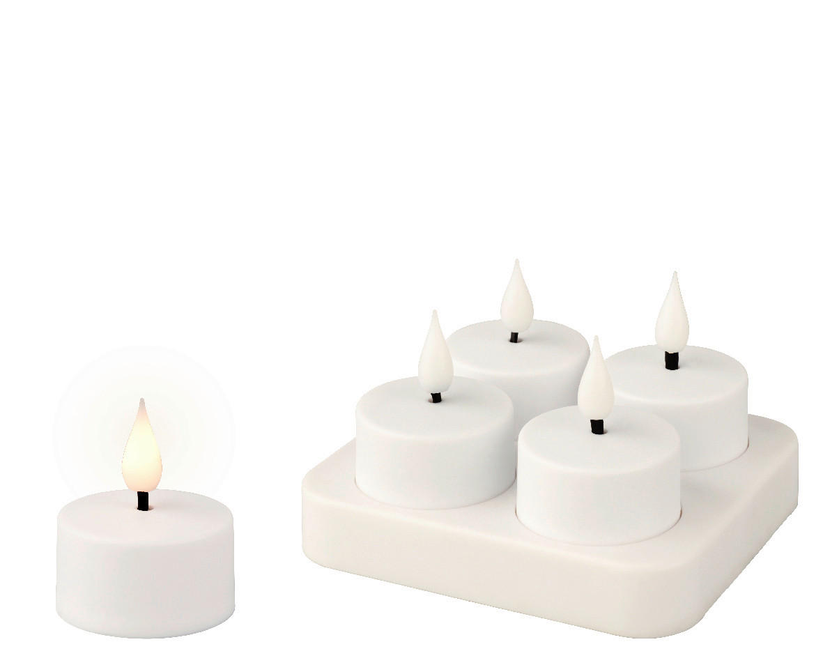 TEELICHT MIT LED  - Weiß, Basics, Kunststoff (4/4,5cm) - Ambia Home