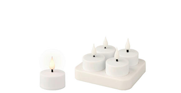 TEELICHT MIT LED - Weiß, Basics, Kunststoff (4/4,5cm) - Ambia Home
