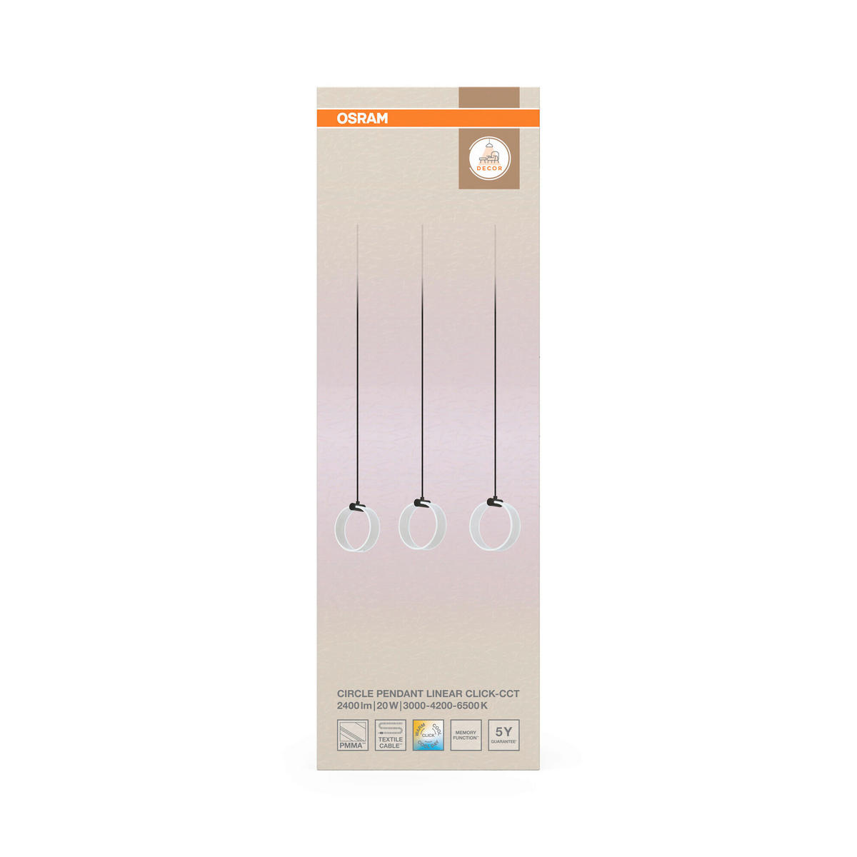 LED-PENDELLEUCHTE 66/5.2/121 cm  - Schwarz, Design, Kunststoff (66/5.2/121cm) - Osram
