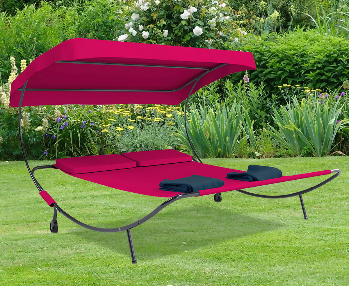 DOPPELLIEGE 130/137/200 cm  - Rot, Basics, Textil/Metall (130/137/200cm) - MID.YOU