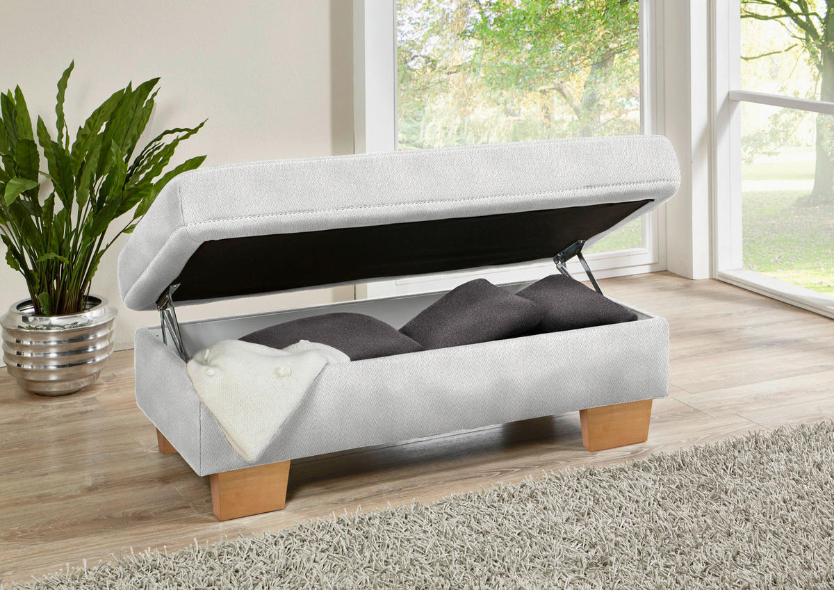 ECKSOFA in Mikrofaser Ecru  - Ecru/Eichefarben, Natur, Holz/Textil (226/273cm) - Beldomo System