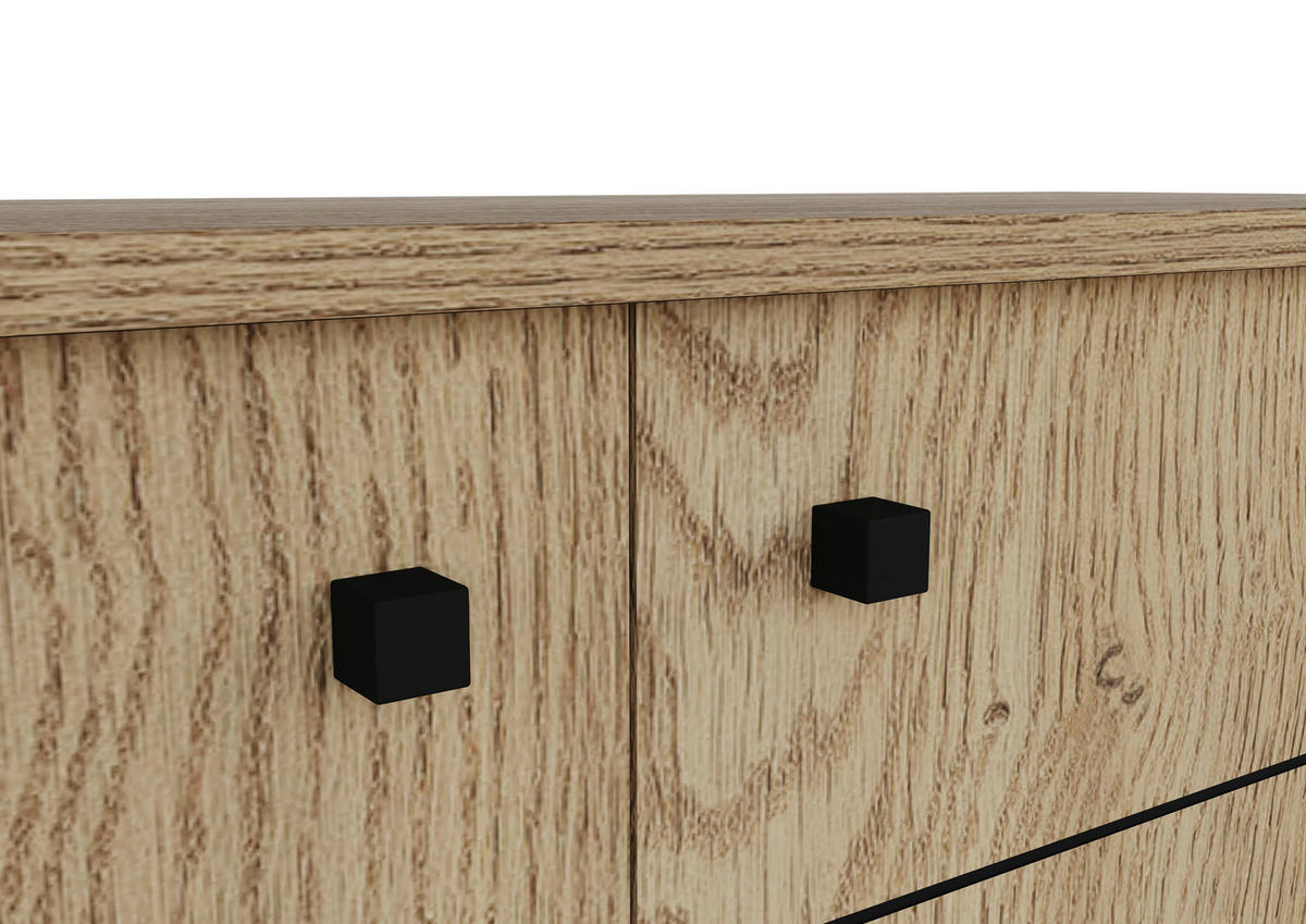 KOMMODE 81,8/108/37 cm  in Eichefarben  - Eichefarben/Schwarz, Modern, Holzwerkstoff/Kunststoff (81,8/108/37cm) - Carryhome