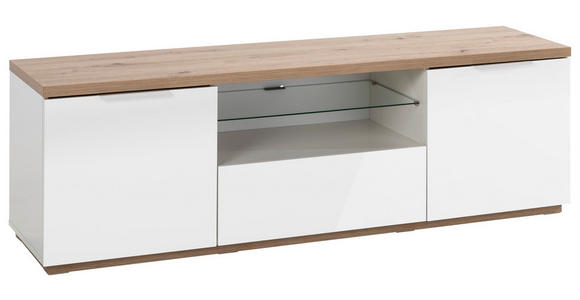 LOWBOARD  in 160/51/40,5 cm  - Weiß Hochglanz/Weiß, MODERN, Glas/Holzwerkstoff (160/51/40,5cm) - Carryhome