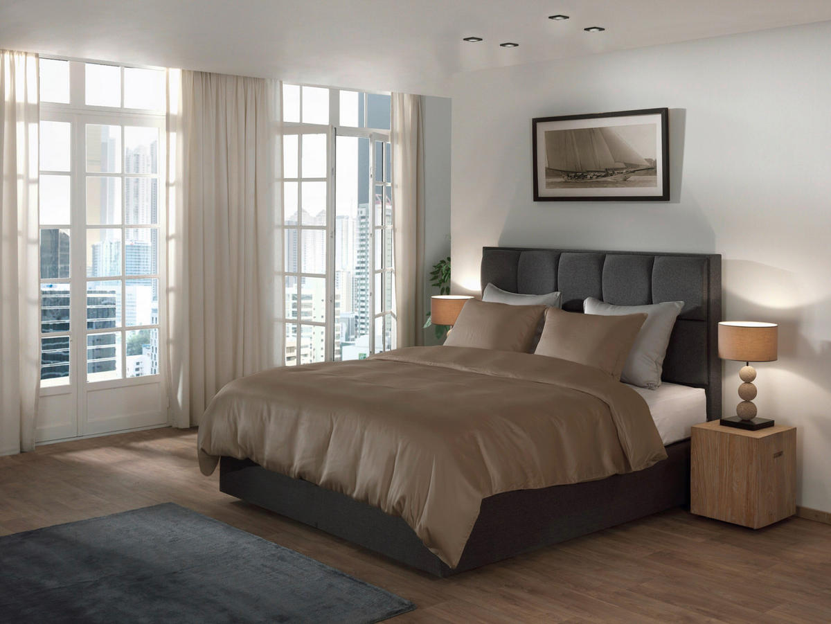 BETTWÄSCHE 2-teilig Suite-New-York Makosatin 135/200 cm  - Taupe, Basics, Textil (135/200cm)