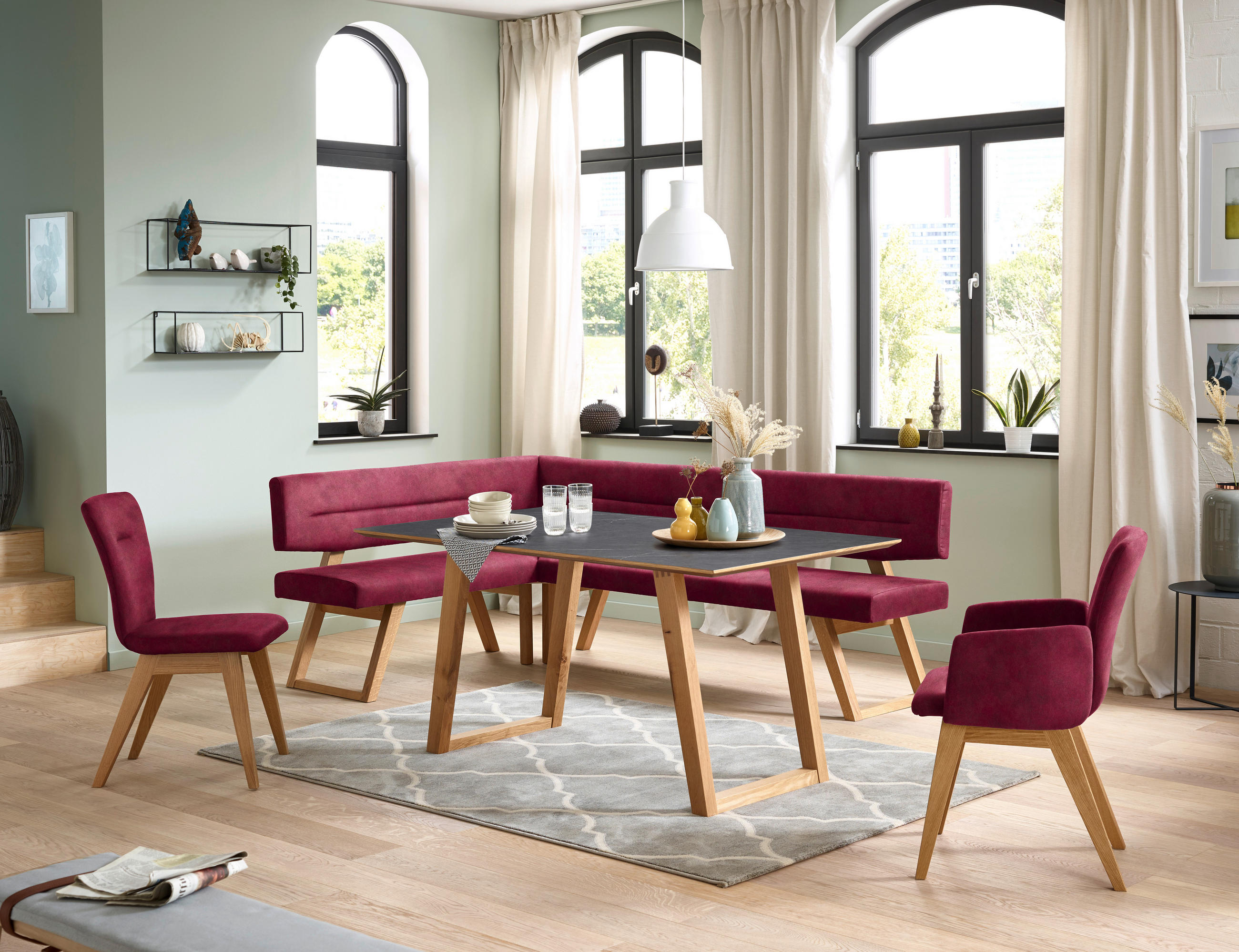 STUHL in Holz, Textil Dunkelrot  - Dunkelrot, KONVENTIONELL, Holz/Textil (46/91/66cm) - Dieter Knoll