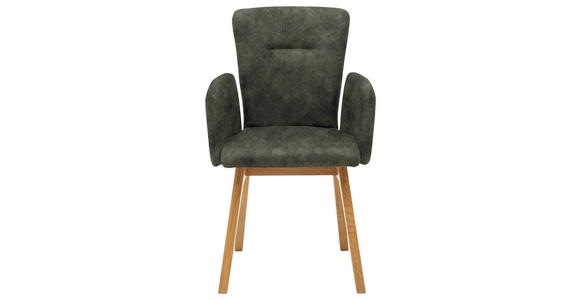 ARMLEHNSTUHL in Holz, Textil Dunkelgrün - Dunkelgrün, KONVENTIONELL, Holz/Textil (57/91/66cm) - Dieter Knoll