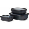 VORRATSDOSENSET 3-teilig  - Schwarz, KONVENTIONELL, Kunststoff (25,0/20,0/7,0cm) - Mepal