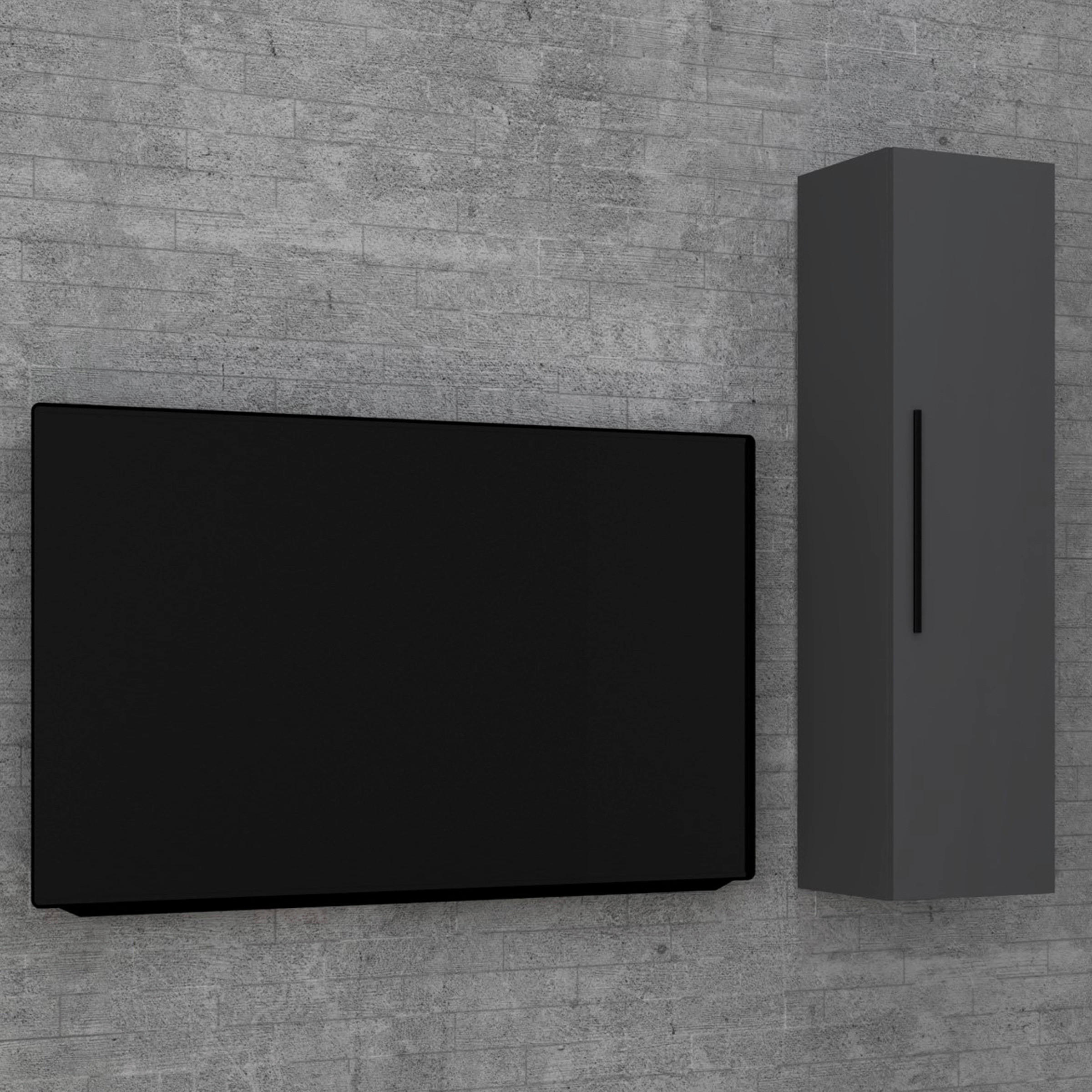 VÄGGHÄNGT SKÅP  - svart/antracit, Modern, metall/trämaterial (30/115/30cm) - MID.YOU
