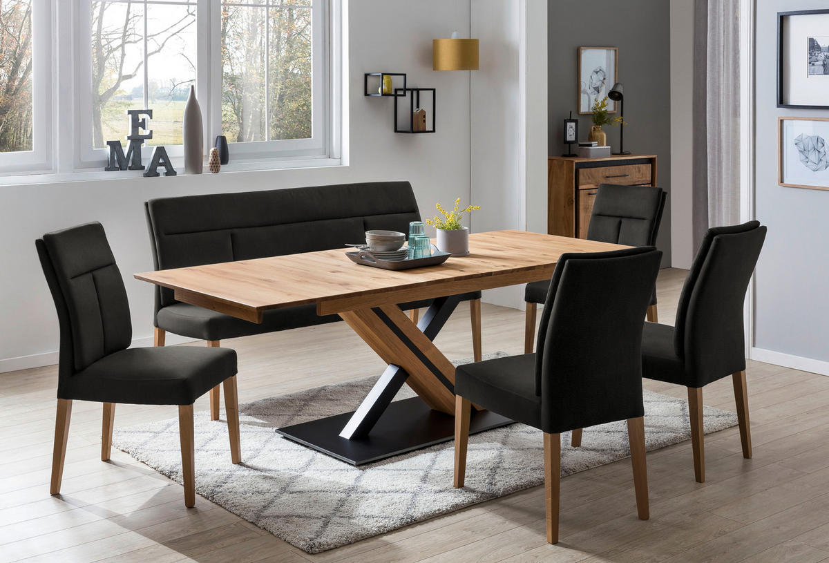 SITZBANK in Holz, Textil Braun, Eichefarben  - Eichefarben/Anthrazit, Konventionell, Holz/Textil (166/99/64cm) - Celina Home