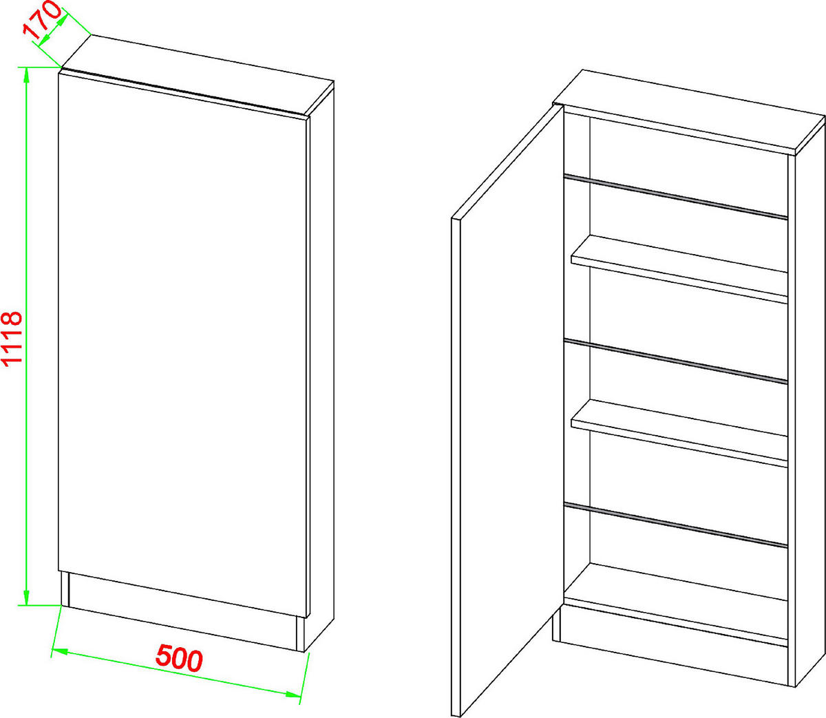 SCHUHSCHRANK Weiß  - Weiß, Design, Holzwerkstoff (50/112/17cm) - MID.YOU
