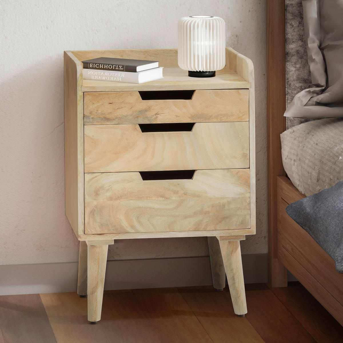NACHTTISCH 45/63/33 cm  in massiv Mangoholz Hellbraun  - Hellbraun, Design, Holz (45/63/33cm) - MID.YOU