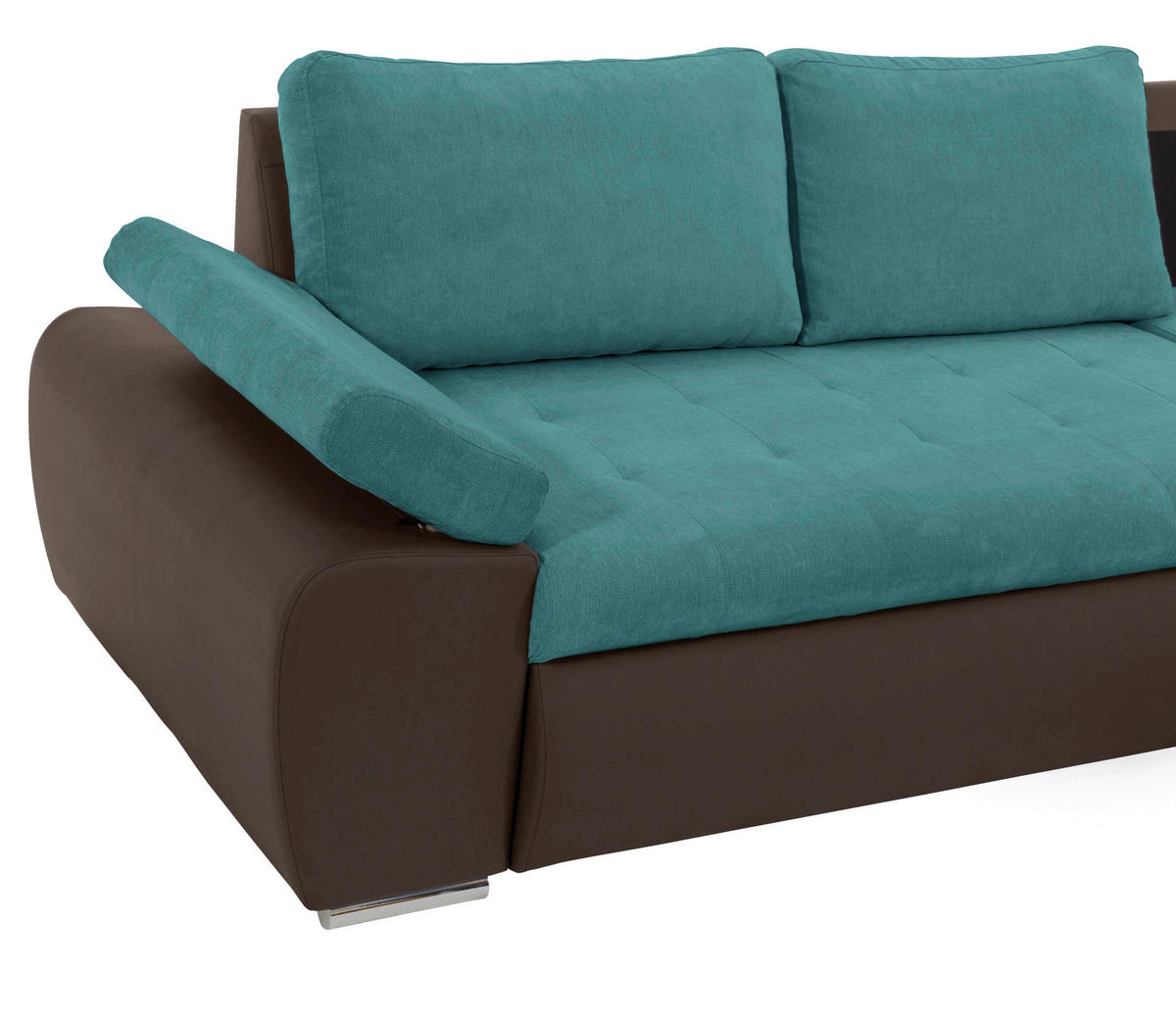 ECKSOFA Türkis, Schlammfarben Flachgewebe  - Türkis/Schlammfarben, Design, Kunststoff/Textil (271/175cm) - MID.YOU
