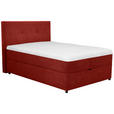 BOXBETT 100/200 cm,  in Rot, Matratze, Bettkasten, Topper, H3 = fest  - Rot/Schwarz, KONVENTIONELL, Kunststoff/Textil (100/200cm) - Carryhome
