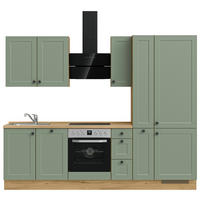 KÜCHENBLOCK 270 cm   Eichefarben, Schilfgrün  - Schilfgrün/Eichefarben, Modern, Holzwerkstoff/Metall (270cm) - Nobilia