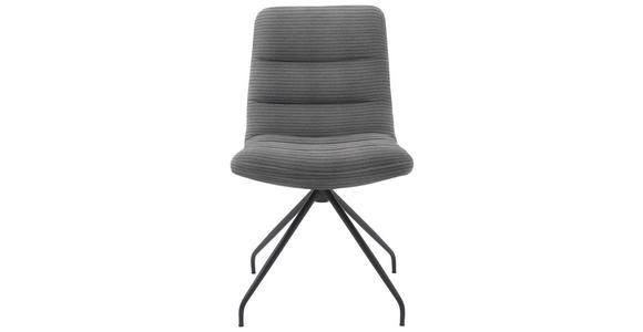 STUHL  in Cord Textil  - Dunkelgrau/Schwarz, Design, Textil/Metall (52/88/66cm) - Dieter Knoll