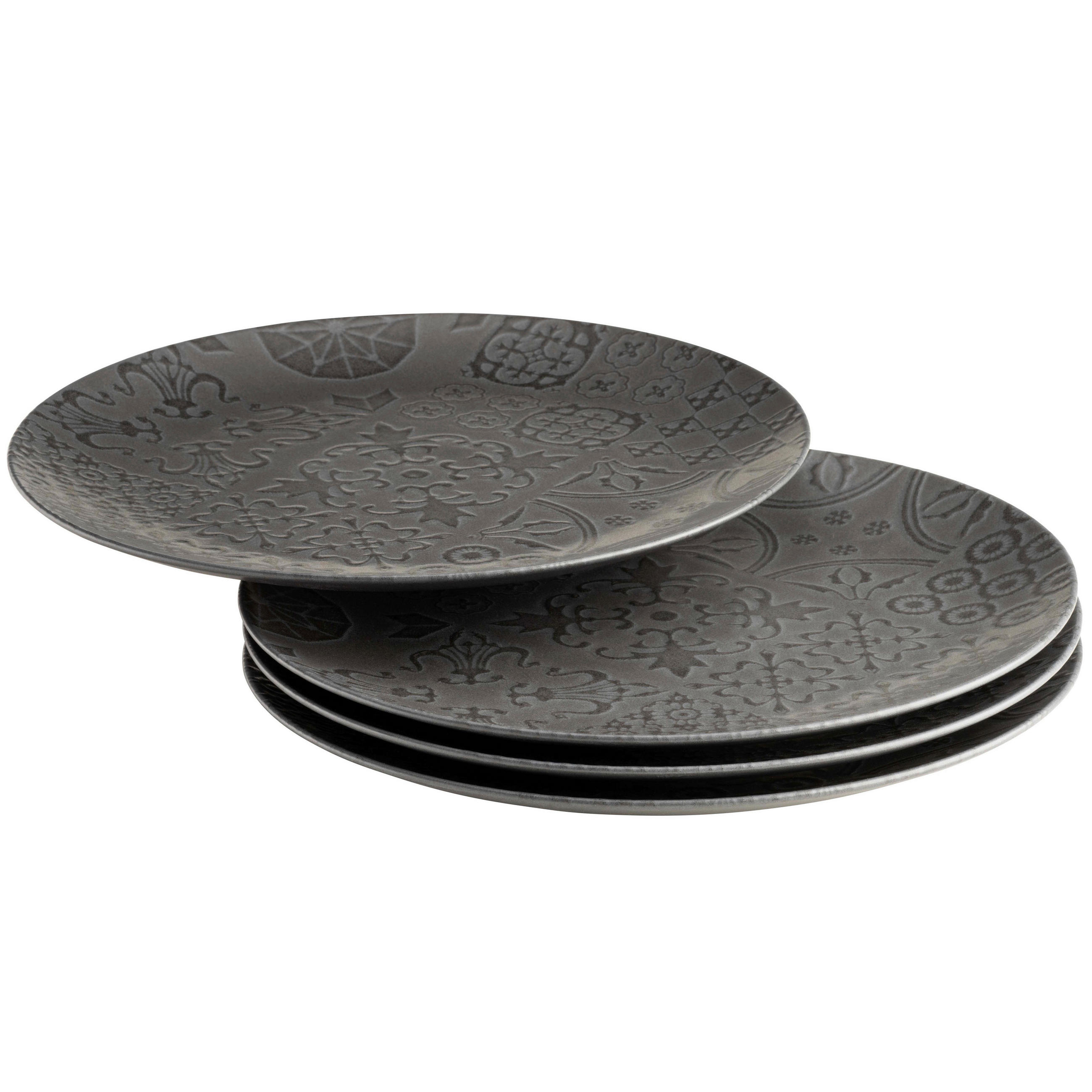 TELLERSET 4-teilig  - Schwarz, Basics, Keramik - Mäser