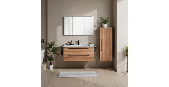 WASCHTISCHKOMBI 101,2 cm  - Eichefarben/Schwarz, KONVENTIONELL, Glas/Holzwerkstoff (101,2cm) - Novel