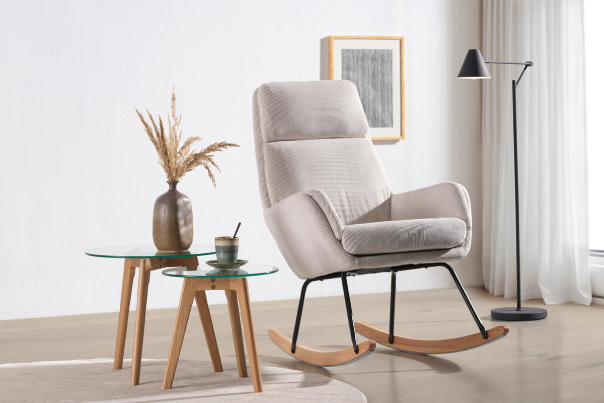 HOUPACÍ KŘESLO - bílá/černá, Design, kov/dřevo (70/102/83cm) - Carryhome