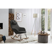 SCHAUKELSTUHL in Teddystoff Grau  - Eichefarben/Grau, MODERN, Holz/Textil (67/107/105cm) - Livetastic