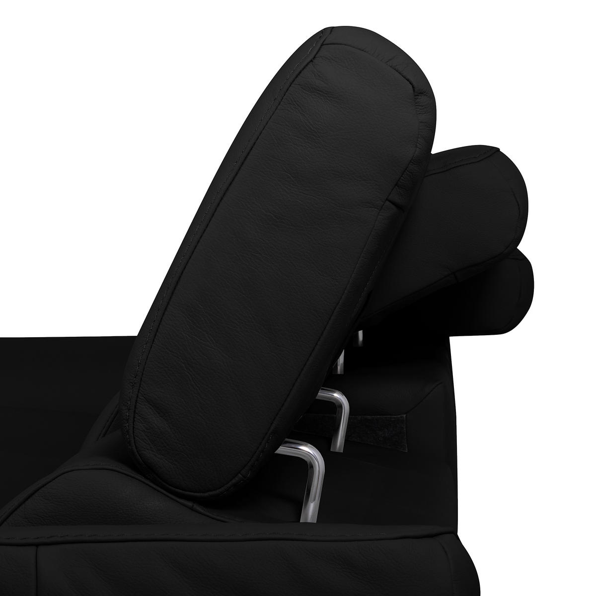 ECKSOFA Schwarz Echtleder Lederlook Rücken echt, Armteilverstellung, Relaxfunktion, Kopfteilverstellung  - Schwarz, Design, Leder/Textil (179/252cm) - Livetastic