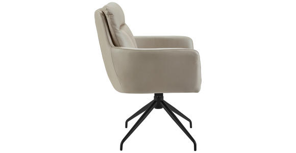 ARMLEHNSTUHL in Eisen Mikrofaser - Taupe/Schwarz, Design, Textil/Metall (62/89,5/65cm) - Novel