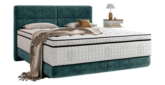BOXSPRINGBETT 180/200 cm in Türkis - Türkis/Schwarz, KONVENTIONELL, Holz/Textil (180/200cm) - Esposa