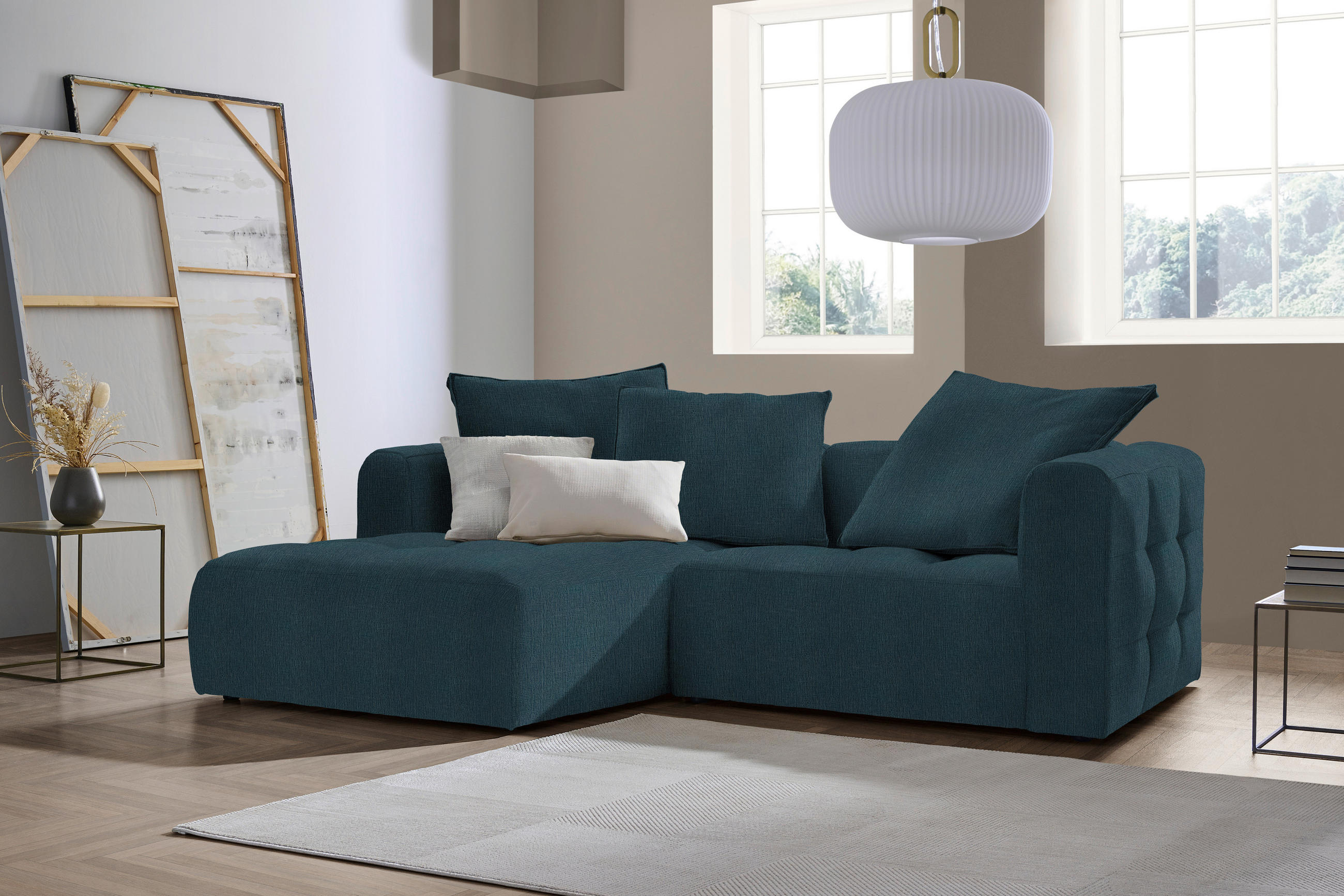 ECKSOFA in Chenille Blau  173/240 cm  - Blau/Schwarz, MODERN, Kunststoff/Textil (173/240cm) - Stylife