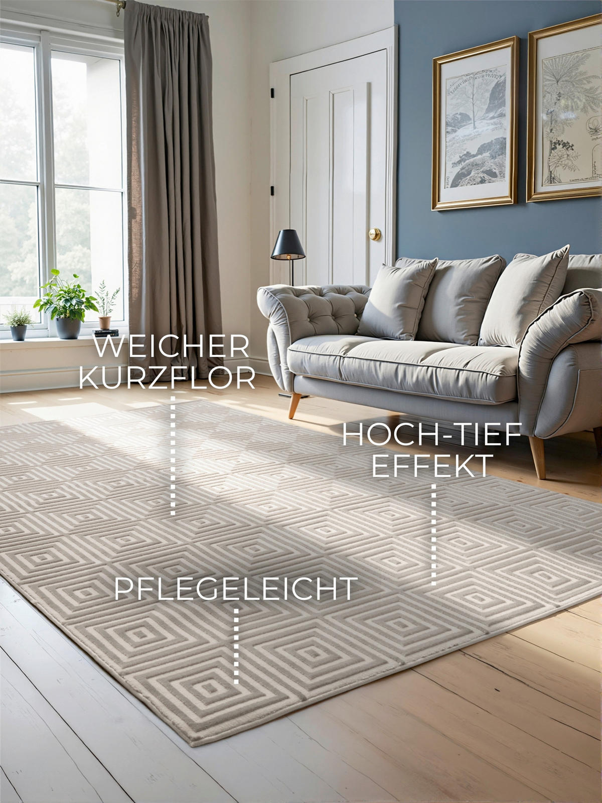 TEPPICH 200/280 cm Perles Creme, Weiß rechteckig  - Creme/Weiß, Basics, Kunststoff (200/280cm) - Elle Decoration