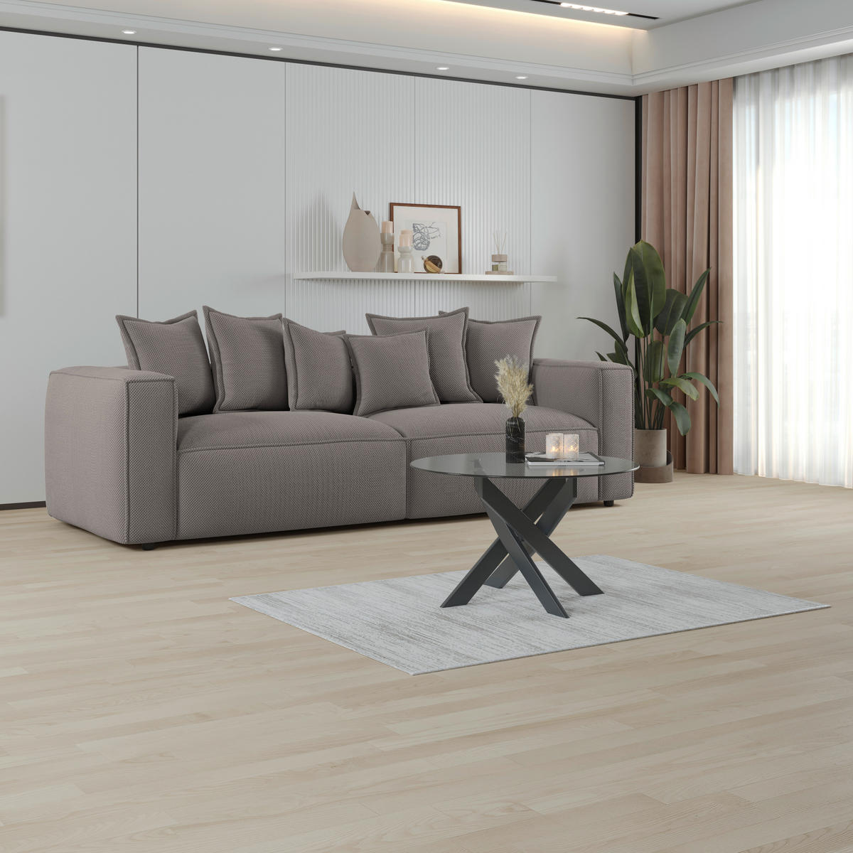 BIGSOFA in Mikrofaser Grau  - Grau, Modern, Textil (280/72/109cm) - MID.YOU