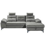 ECKSOFA Grau Mikrovelours  - Chromfarben/Schwarz, KONVENTIONELL, Kunststoff/Textil (270/170cm) - Carryhome