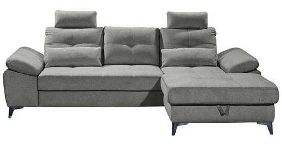 ECKSOFA Grau Mikrovelours  - Chromfarben/Schwarz, KONVENTIONELL, Kunststoff/Textil (270/170cm) - Carryhome