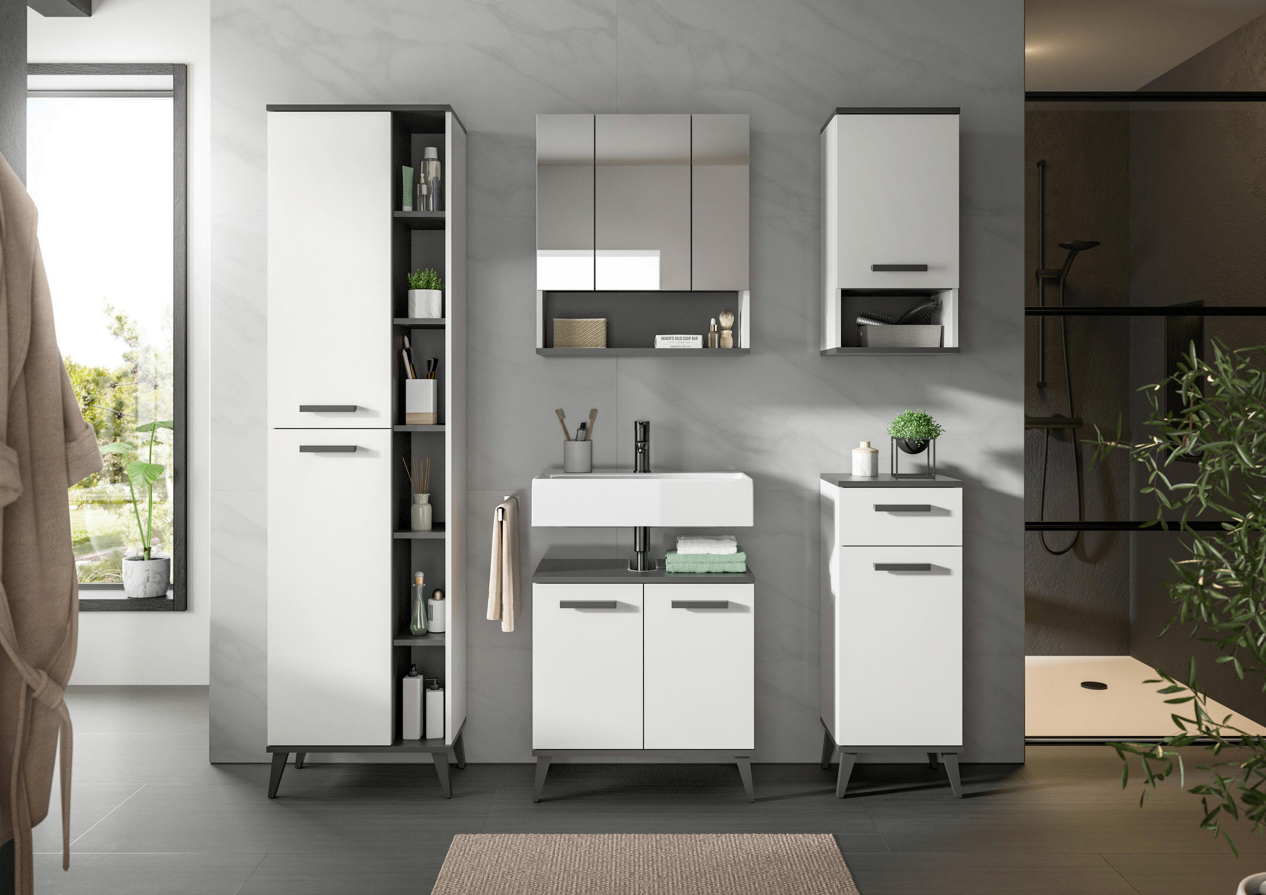 UNTERSCHRANK 34/87/31 cm   - Weiß/Grau, MODERN, Holzwerkstoff/Kunststoff (34/87/31cm) - MID.YOU