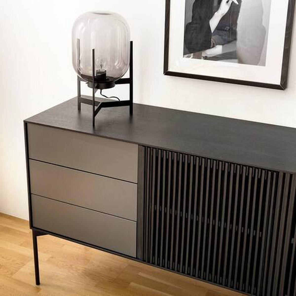 KOMODA, antracit, črna  - črna/antracit, Design, kovina/leseni material (160/82/45cm) - home24