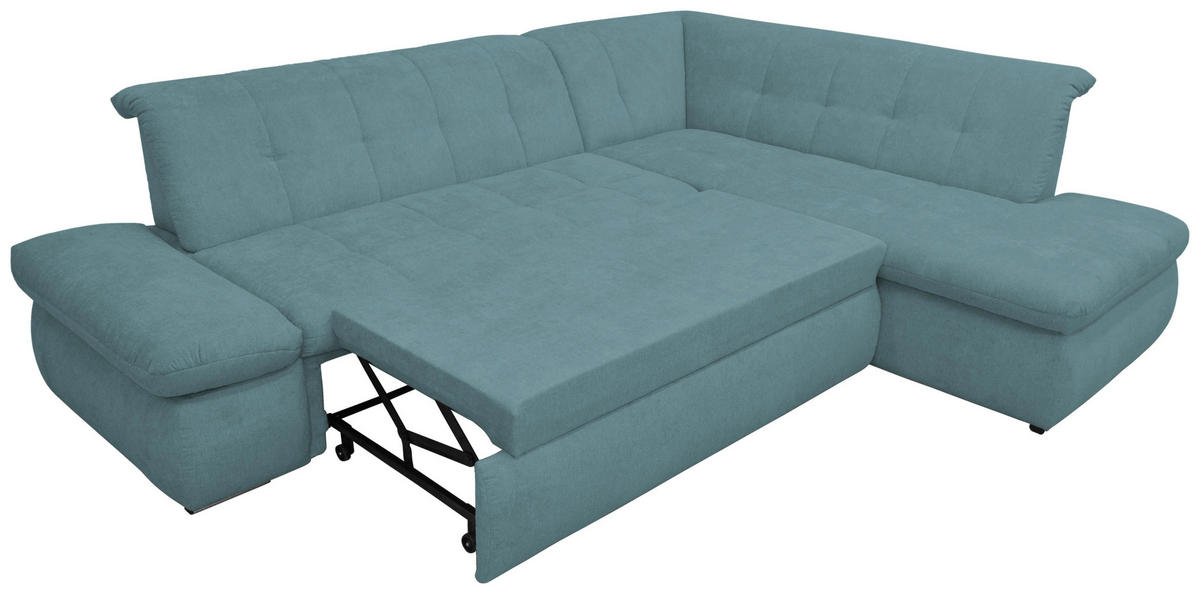 ECKSOFA in Mikrofaser Petrol  273/216 cm  - Chromfarben/Petrol, KONVENTIONELL, Textil/Metall (273/216cm) - MID.YOU