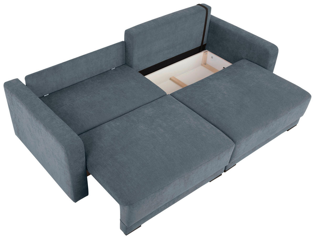 2-SITZER-SOFA in Chenille Blau  - Blau/Schwarz, Konventionell, Kunststoff/Textil (233/90/110cm) - MID.YOU