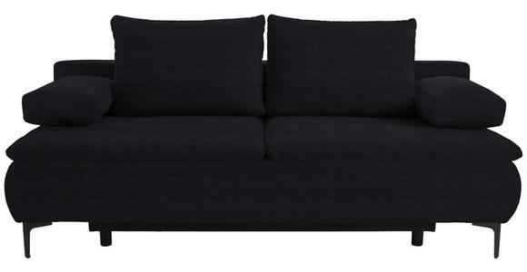 BOXSPRINGSOFA  in Flachgewebe Schwarz Modern  - Schwarz, KONVENTIONELL, Textil/Metall (204/93/100cm) - Novel