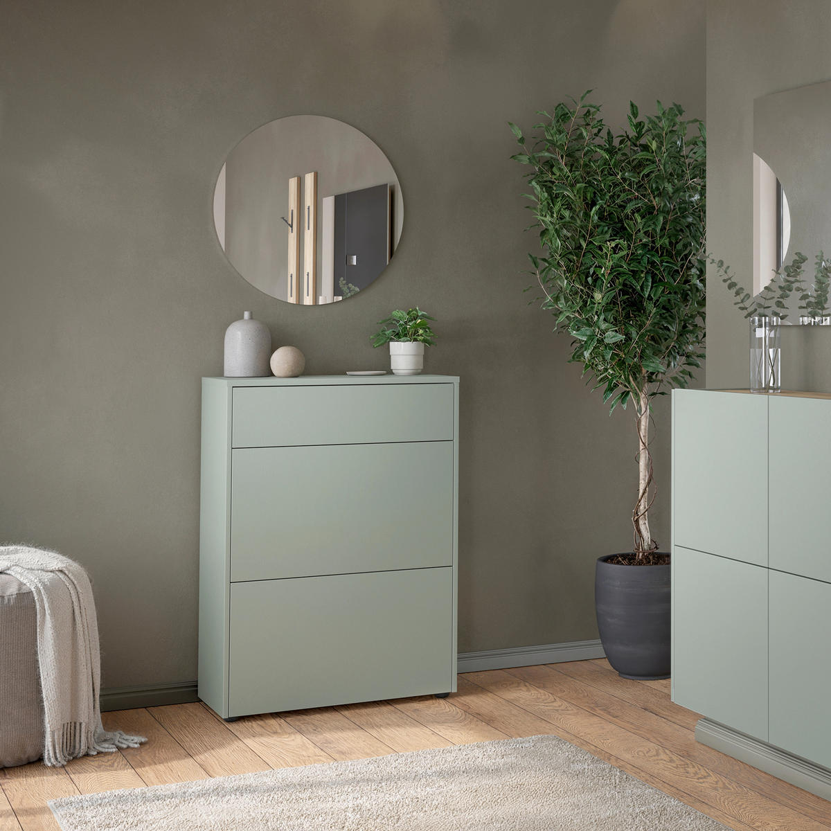 GARDEROBE 2-teilig  in 70/200/34 cm  - Eichefarben/Grün, Design, Holzwerkstoff (70/200/34cm) - Livetastic