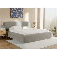 POLSTERBETT 160/200 cm,  in Hellgrau, gepolstertes Kopfteil, Lattenrost, Bettkasten,  - Hellgrau/Schwarz, Design, Holz/Textil (160/200cm) - Chameo