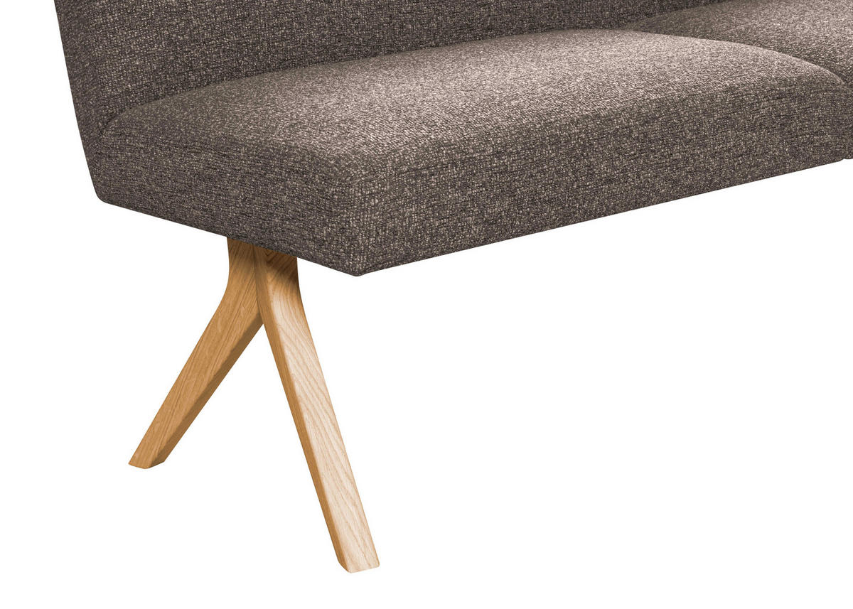 ECKBANK 238/172 cm Webstoff Braun Eiche vollmassiv   - Eichefarben/Braun, KONVENTIONELL, Holz/Textil (238/172cm) - Linea Natura