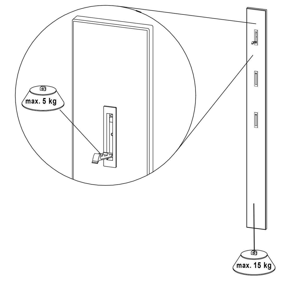 GARDEROBENPANEEL  in 15/170/3 cm  - Graphitfarben/Alufarben, KONVENTIONELL, Glas/Holzwerkstoff (15/170/3cm) - Boxxx