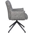 ARMLEHNSTUHL  Sitzfläche 360° drehbar, inklusive Armlehnen, automatische Rückholfunktion Webstoff  - Schwarz/Weiß, Design, Textil/Metall (65/91/65cm) - Novel