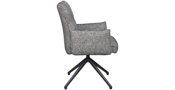 ARMLEHNSTUHL  Sitzfläche 360° drehbar, inklusive Armlehnen, automatische Rückholfunktion Webstoff  - Schwarz/Weiß, Design, Textil/Metall (65/91/65cm) - Novel