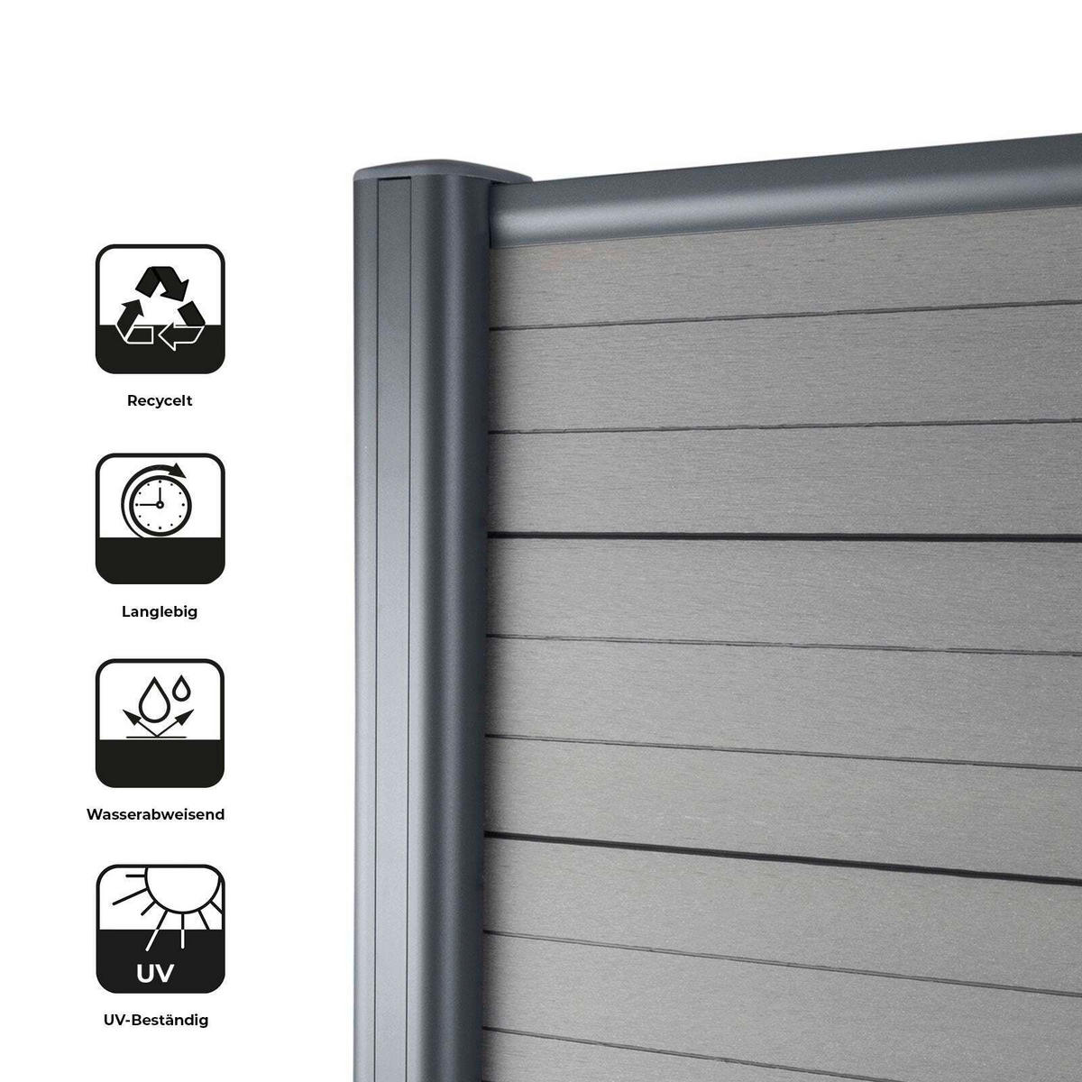 SICHTSCHUTZ - Grau, MODERN, Holzwerkstoff (180/180cm) - Floordirekt
